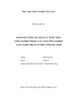 Đánh giá công tác quản lý nước thải công nghiệp trong các cụm công nghiệp làng nghề thị xã từ sơn, tỉnh bắc ninh   
