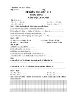 Đề thi học kì 2 môn Toán lớp 1 năm 2019-2020 - Trường Tiểu học Kim Đồng