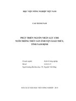 Phát triển nguồn nhân lực cho nuôi trồng thủy sản ở huyện giao thủy, tỉnh nam định   