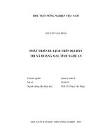 Phát triển du lịch trên địa bàn thị xã hoàng mai, tỉnh nghệ an   