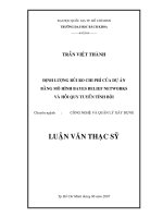 Định lượng rủi ro chi phí của dự án bằng mô hình bayes belief networks và hồi quy tuyến tính bội 