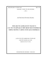 Nồng độ tnf alpha huyết thanh và các yếu tố liên quan trên bệnh nhân pemphigus thông thường và bóng nước dạng pemphigus 
