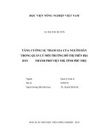 Tăng cường sự tham gia của người dân trong quản lý môi trường đô thị trên địa bàn thành phố việt trì, tỉnh phú thọ   