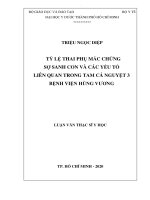 tỷ lệ thai phụ mắc chứng sợ sanh con và các yếu tố liên quan trong tam cá nguyệt 3 bệnh viện hùng vương 