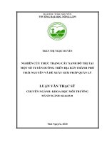 Nghiên cứu thực trạng cây xanh đô thị tại một số tuyến đường trên địa bàn thành phố thái nguyên và đề xuất giải pháp quản lý 