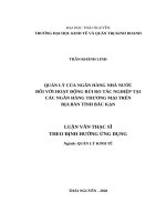 Quản lý của ngân hàng nhà nước đối với hoạt động rủi ro tác nghiệp tại các ngân hàng thương mại trên địa bàn tỉnh bắc kạn 