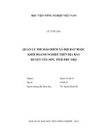 Quản lý thu bảo hiểm xã hội bắt buộc khối doanh nghiệp trên địa bàn huyện tân sơn, tỉnh phú thọ   