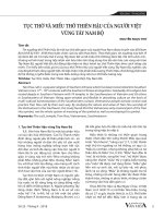 Tục thờ và miếu thờ Thiên Hậu của người Việt vùng Tây Nam Bộ