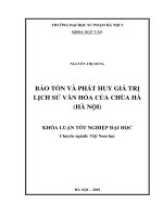 Bảo tồn và phát huy giá trị lịch sử   văn hóa của chùa hà (hà nội) 