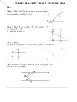 ĐỀ KIỂM TRA 1 TIẾT HÌNH HỌC 7 - CHƯƠNG 1 - GIỮA HỌC KÌ I