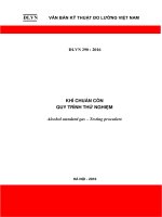 ĐLVN 290:2016 Khí chuẩn cồn. Quy trình thử nghiệm