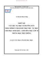 [Luận văn Hóa Học 23] Thiết kế tài liệu tự học có hướng dẫn theo môđun nhằm hỗ trợ việc tự học cho học sinh khá – giỏi hóa học lớp 10 trung học phổ thông