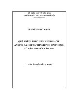 Quá trình thực hiện chính sách an sinh xã hội tại thành phố Hải Phòng từ năm 2001 đến năm 2015.