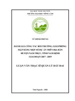 Đánh giá công tác bồi thường giải phóng mặt bằng một số dự án trên địa bàn huyện nam trực tỉnh nam định giai đoạn 2017 2019 