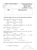 Đề thi giữa học kì 2 môn Toán lớp 2 năm 2019-2020 có đáp án - Trường Tiểu học Phường 1