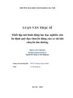 Thiết lập mô hình động lực học nghiên cứu ổn định quỹ đạo chuyển động của xe tải khi chuyển làn đường