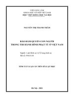 Tóm tắt luận án Tiến sĩ Luật học: Bảo đảm quyền con người trong thi hành phạt tù ở Việt Nam
