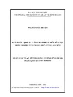 Giải pháp tạo việc làm cho thanh niên dân tộc thiểu số ở huyện phong thổ, tỉnh lai châu 