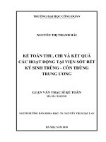 KẾ TOÁN THU, CHI và kết QUẢ các oạt đ NG tại v ện sốt rét ký SINH TRÙNG   côn TRÙNG TRUNG ƢƠNG 