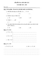 Đề thi giữa học kì 2 môn Toán lớp 2 năm 2019-2020