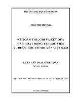 KẾ TOÁN THU, CHI và kết QUẢ các HOẠT ĐỘNG tại học VIỆN y   dược học cổ TRUYỀN VIỆT NAM 
