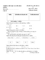 Đề thi giữa học kì 2 môn Toán lớp 2 năm 2019-2020 có đáp án - Trường Tiểu học Nguyễn Bỉnh Khiêm