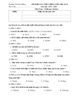 Đề thi giữa học kì 2 lớp 3 môn Toán năm 2019-2020 - Trường Tiểu học Nam Hồng