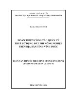 Hoàn thiện công tác quản lý thuế sử dụng đất phi nông nghiệp trên địa bàn tỉnh vĩnh phúc 