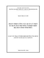 Hoàn thiện công tác quản lý thuế sử dụng đất phi nông nghiệp trên địa bàn tỉnh vĩnh phúc 