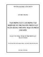TẠO ĐỘNG lực LAO ĐỘNG tại KHỐI QUẢN TRỊ NGUỒN NHÂN lực NGÂN HÀNG THƢƠNG mại cổ PHẦN sài gòn 