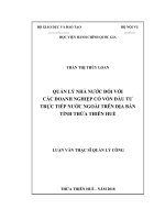 Luận văn Thạc sĩ Quản lý công Quản lý nhà nước đối với các doanh nghiệp có vốn đầu tư trực tiếp nước ngoài trên địa bàn tỉnh Thừa Thiên Huế