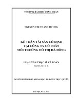KẾ TOÁN tài sản cố ĐỊNH tại CÔNG TY cổ PHẦN môi TRƯỜNG đô THỊ hà ĐÔNG 