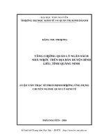 Tăng cường quản lý ngân sách nhà nước trên địa bàn huyện bình liêu, tỉnh quảng ninh 