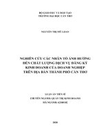 Luận án Tiến sĩ Quản trị kinh doanh: Nghiên cứu các nhân tố ảnh hưởng đến chất lượng dịch vụ đăng ký kinh doanh của doanh nghiệp trên địa bàn thành phố Cần Thơ