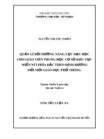 Tóm tắt luận án Tiến sĩ Quản lí giáo dục: Quản lí bồi dưỡng năng lực dạy học cho giáo viên trung học cơ sở khu vực miền núi phía Bắc theo định hướng đổi mới giáo dục phổ thông