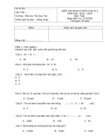 Đề thi giữa học kì 2 môn Toán lớp 2 năm 2019-2020 có đáp án - Trường Tiểu học Tân Quy Tây