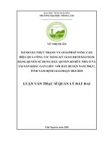 Đánh giá thực trạng và giải pháp nâng cao hiệu quả công tác đăng ký giao dịch bảo đảm bằng quyền sử dụng đất quyền sở hữu nhà ở và tài sản khác gắn liền với đất huyện nam trực 