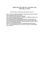 ĐỀ CƯƠNG ÔN TẬP KIỂM TRA GIỮA HỌC KÌ 1 ĐỊA LÝ 6