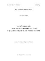 Tổ chức thực hiện chính sách giảm nghèo bền vững ở quận bình thạnh, thành phố hồ chí minh 