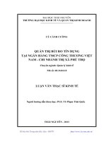 luận văn thạc sĩ quản trị rủi ro tín dụng tại ngân hàng TMCP công thương việt nam   chi nhánh thị xã phú thọ 