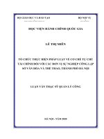 Tổ chức thực hiện pháp luật về cơ chế tự chủ tài chính đối với các đơn vị sự nghiệp công lập sở văn hóa và thể thao, thành phố hà nội 