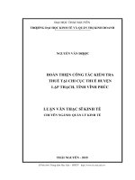 luận văn thạc sĩ hoàn thiện công tác kiểm tra thuế tại chi cục thuế huyện lập thạch, tỉnh vĩnh phúc 