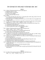 Đề thi học kì 1 hóa 9 năm học 2020-2021