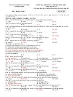 đề kiểm tra giữa kì 2 lớp 10 môn hóa theo ma trận và bản đặc tả