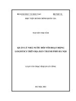 Quản lý nhà nước đối với hoạt động ligistics trên địa bàn thành phố hà nội 