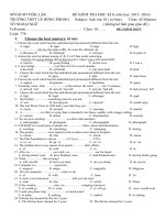 Đề kiểm tra học kỳ I – Năm học 2015 – 2016 – Môn Tiếng Anh 10