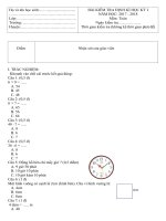 Đề kiểm tra cuối kì 1 - môn Toán lớp 3