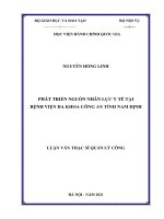 Phát triển nguồn nhân lực y tế tại bệnh viện đa khoa công an tỉnh nam định 