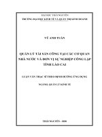(Luận văn thạc sĩ) Quản lý tài sản công tại các cơ quan nhà nước và đơn vị sự nghiệp công lập tỉnh Lào Cai