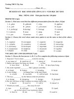 Đề khảo sát lần 1 môn T.Anh 8_TS - Website Trường THCS Tây Sơn - Đại Lộc - Quảng Nam